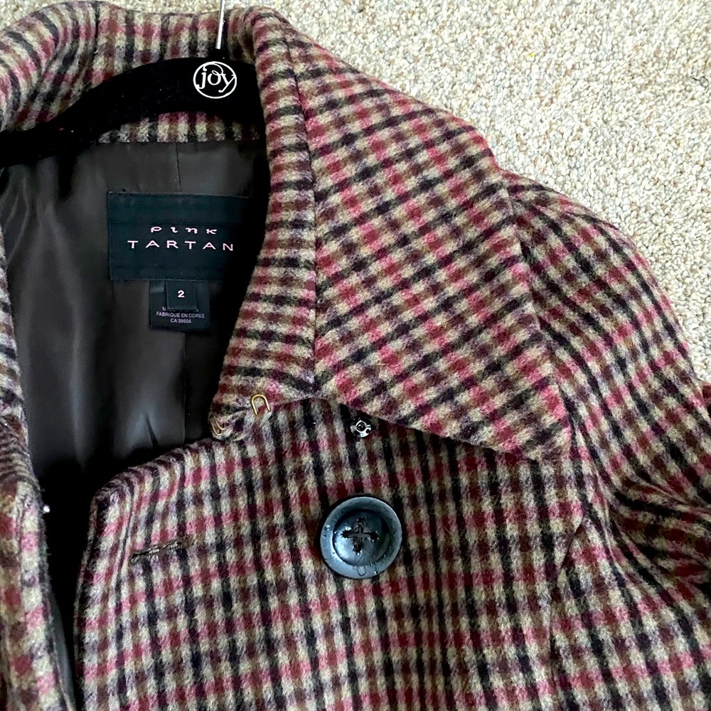 Pink tartan, women’s coat.